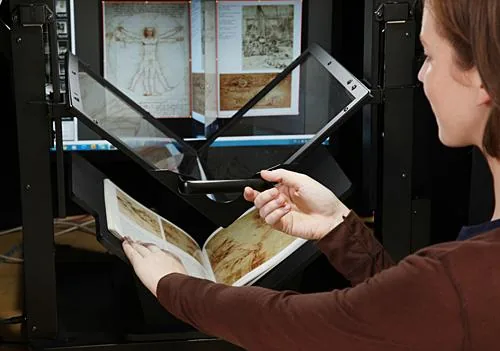 BookDrive scanner digitizing an open book