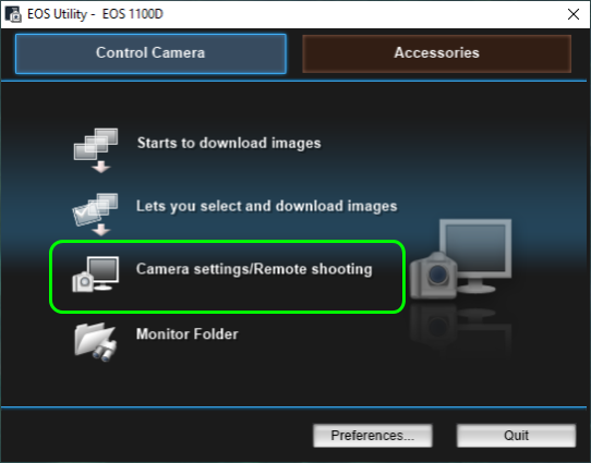 Camera setting/Remote shooting